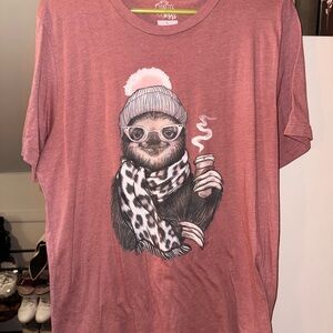 Pink Sloth Graphic T-Shirt